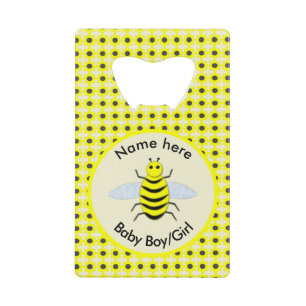 Cute Yellow Baby bee Geslacht Neutraal Aangepast Creditkaart Flessenopener