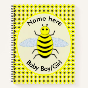 Cute Yellow Baby bee Geslacht Neutraal Aangepast Notitieboek