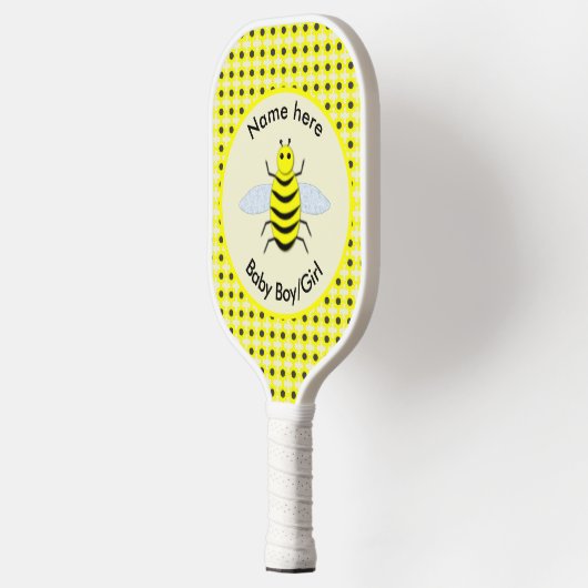 Cute Yellow Baby bee Geslacht Neutraal Aangepast Pickleball Paddle (Links)