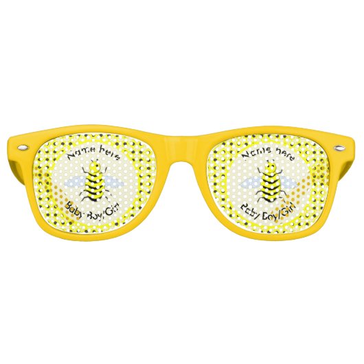 Cute Yellow Baby bee Geslacht Neutraal Aangepast Retro Zonnebril (Voorkant)