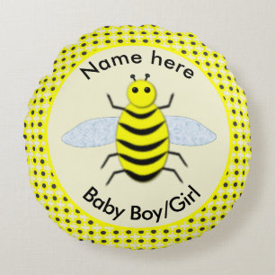 Cute Yellow Baby bee Geslacht Neutraal Aangepast Rond Kussen