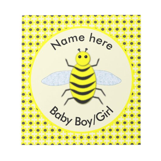 Cute Yellow Baby bee Geslacht Neutrale Notitieblok (Voorkant)