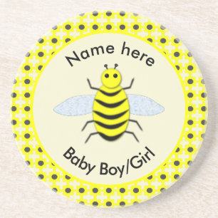 Cute Yellow Baby bee Geslacht Neutrale Zandsteen Onderzetter