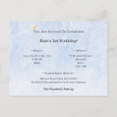 Cute Yellow Baby Bird With Balloon Invitation Briefkaart (Achterkant)