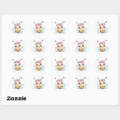 Cute Yellow Baby Bumble bee roze rozen Ronde Sticker (Vel)