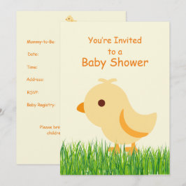 Cute Yellow Baby Chick Baby shower Kaart