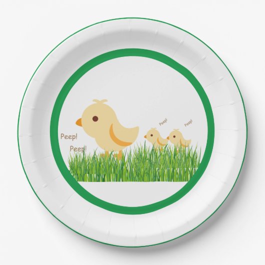 Cute Yellow Baby Chick Baby shower Papieren Bordje (Voorkant)