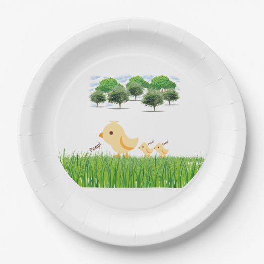 Cute Yellow Baby Chick Baby shower Papieren Bordje (Voorkant)