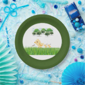 Cute Yellow Baby Chick Baby shower Papieren Bordje (Feest)