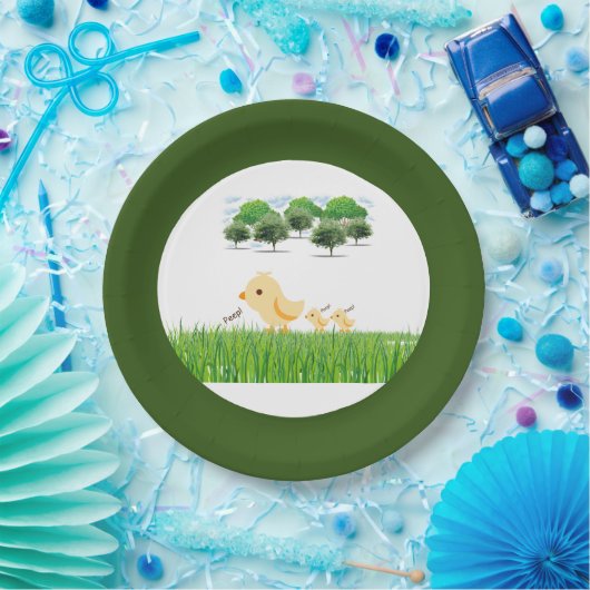 Cute Yellow Baby Chick Baby shower Papieren Bordje (Feest)