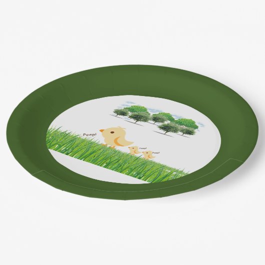 Cute Yellow Baby Chick Baby shower Papieren Bordje (Gekanteld)