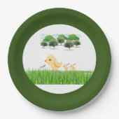 Cute Yellow Baby Chick Baby shower Papieren Bordje (Voorkant)