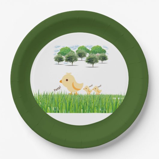 Cute Yellow Baby Chick Baby shower Papieren Bordje (Voorkant)