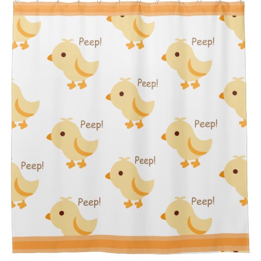 Cute Yellow Baby Chick Douchegordijn (Voorkant)