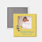 Cute Yellow Baby Chick Foto geboorteaankondiging Magneet (Voorkant / Achterkant)