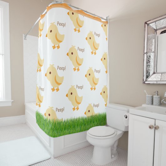 Cute Yellow Baby Chick Kinder Douchegordijn (In situ)