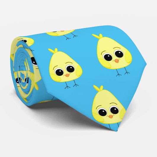 Cute Yellow Baby Chicken Stropdas (Opgerold)
