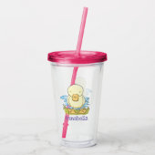 Cute yellow baby ducking cartoon illustratie acryl drinkbeker (Achterkant)