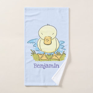 Cute yellow baby ducking cartoon illustratie bad handdoek