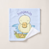 Cute yellow baby ducking cartoon illustratie bad handdoek (Wasdoekje)