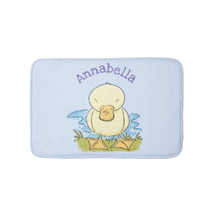 Cute yellow baby ducking cartoon illustratie badmat