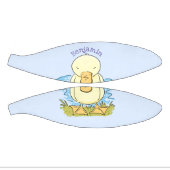 Cute yellow baby ducking cartoon illustratie basketbal (Panelen)