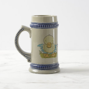 Cute yellow baby ducking cartoon illustratie bierpul