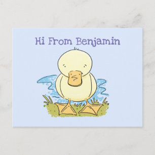 Cute yellow baby ducking cartoon illustratie briefkaart