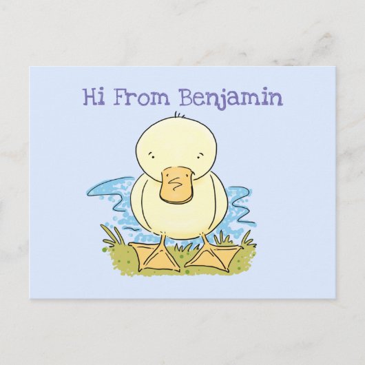 Cute yellow baby ducking cartoon illustratie briefkaart (Voorkant)