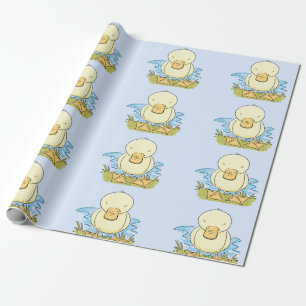 Cute yellow baby ducking cartoon illustratie cadeaupapier