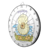 Cute yellow baby ducking cartoon illustratie dartbord (Voorkant Rechts)