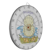 Cute yellow baby ducking cartoon illustratie dartbord (Voorkant Links)