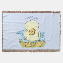 Cute yellow baby ducking cartoon illustratie deken