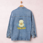 Cute yellow baby ducking cartoon illustratie denim jacket (Hangar)