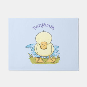 Cute yellow baby ducking cartoon illustratie deurmat
