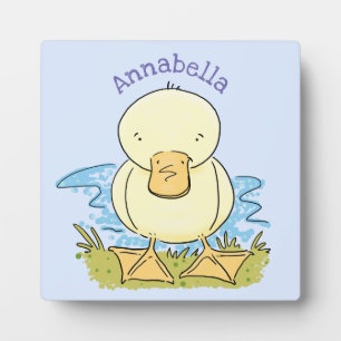Cute yellow baby ducking cartoon illustratie fotoplaat