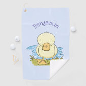 Cute yellow baby ducking cartoon illustratie golfhanddoek (Insitu)