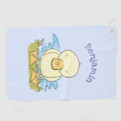 Cute yellow baby ducking cartoon illustratie golfhanddoek (Horizontaal)