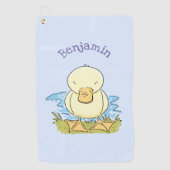 Cute yellow baby ducking cartoon illustratie golfhanddoek (Voorkant)