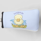 Cute yellow baby ducking cartoon illustratie golfheadcover (Voorkant)