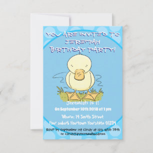 Cute yellow baby ducking cartoon illustratie kaart