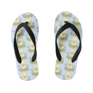 Cute yellow baby ducking cartoon illustratie kinder teenslippers