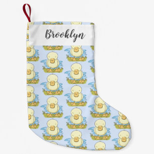 Cute yellow baby ducking cartoon illustratie kleine kerstsok