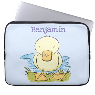 Cute yellow baby ducking cartoon illustratie laptop sleeve
