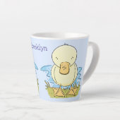 Cute yellow baby ducking cartoon illustratie latte mok (Rechterhoek)
