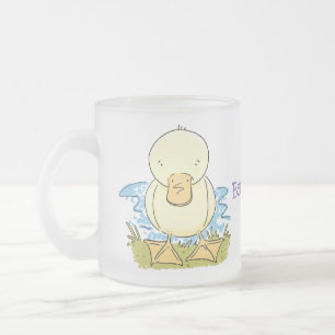 Cute yellow baby ducking cartoon illustratie matglas koffiemok