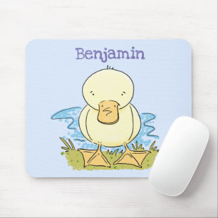 Cute yellow baby ducking cartoon illustratie muismat