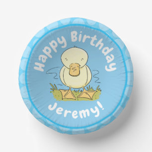 Cute yellow baby ducking cartoon illustratie papieren kommen