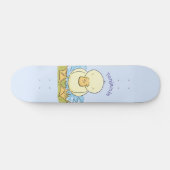 Cute yellow baby ducking cartoon illustratie persoonlijk skateboard (Horizontaal)