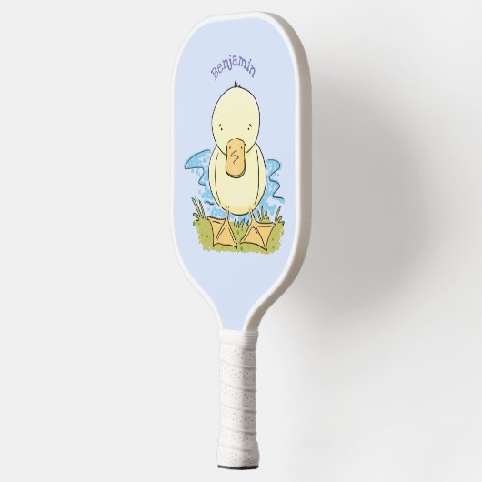 Cute yellow baby ducking cartoon illustratie pickleball paddle (Links)